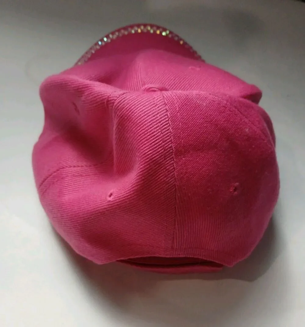 Pink Rhinestone Hat Women Bling Baseball Cap Adjustable - Picture 2 of 4